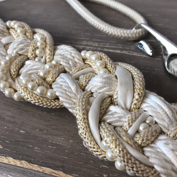 {Vintage} 80’s Braided Rope Pearl Belt Bridal - Picture 5 of 8